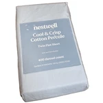 Nestwell Cotton Sateen 400 Thread Count Illusion Blue Twin Flat Sheet Nip. Fixed Price $23.99.