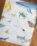 Pottery Barn Kids Save Our Seas Sheet Set Queen Whale Shark Dolphine Turtle New.. Fixed Price $109.00.