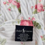 Vtg Ralph Lauren Queen Flat Sheet Emma Stripe Blue/white Pink Roses 100% Cotton. Fixed Price $36.00.