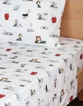 New Queen Size Peanuts Sleepy Day Sheet Set Snoopy, Linus, Woodstock, Berkshire. Fixed Price $39.50.