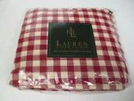 Lauren Ralph Cold Spring Red Cream Gingham Fitted Sheet - Cal King. Fixed Price $249.99.