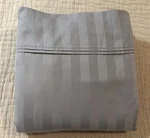 Sam Club 100 % Cotten King Flat Sheet Only Light Blue With Stripes. Fixed Price $25.00.