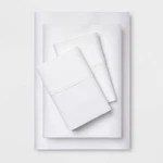 Queen Solid Performance 400 Thread Count Sheet Set White - Threshold: Cotton. Fixed Price $24.99.