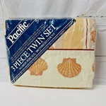 Coastal Beach Ocean Pacific Seashell Twin Sheet Set No Iron Percale Vtg. Fixed Price $43.99.