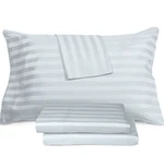 Aq Textiles Blue Ultra Lux Wide Stripe 1200 Thread Count Sheet Set, Queen. Fixed Price $79.66.