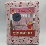 Disney Twin Winnie The Pooh Sheet Set Pink Black Heart Balloons Cotton Valentine. Fixed Price $32.72.