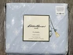 New Eddie Bauer Home Snowman Snowflake Twin Flannel Sheet Set 100% Cotton Blue. Fixed Price $50.00.
