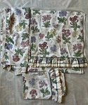 Waverly Botanical Queen Ruffled Sheet Set, Flat/fitted, Pillow Case - Cottagecor. Fixed Price $86.40.