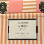 Traditional At Home 6PC Full Sheet Set Peach -pink With White Stripes. Fixed Price $50.00.