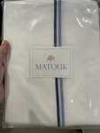 Matouk India (3PC) F/q Flat Sheet + Cases Essex 350TC Percale Navy Blue. Fixed Price $185.00.