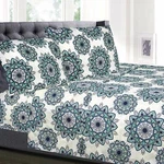 Ashley Green Mandala Print 4-PIECE Microfiber Sheet Set. Fixed Price $29.99.
