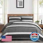 Djoymock Quilt Set Queen Size Gray And Black White 3 Pieces - Grey. Fixed Price $62.98.