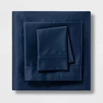 Queen Solid Performance 400 Thread Count Sheet Set Blue Threshold Cotton. Fixed Price $54.95.