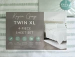Kaycie Gray Microfiber 4 Piece Sheet Set Green Dashed Stripe Twin Xl. Fixed Price $26.60.