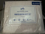 Southern Tide Printed Seashells Pattern Cotton Sheet Set - Pink, Queen Size. Fixed Price $109.99.