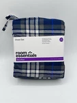 Room Essentials Microfiber Sheet Set Blue White Checkered Striped Twin Xl New. Fixed Price $17.00.