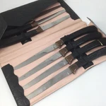 Vintage Wilshire Set Of 8 Dinner Knives With Case Faux Wood Handle. Fixed Price $36.87.