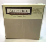 Abby Hill Collection; 250 Thread Gold Twin Sheet Set 60% Cotton 40% Polyester. Fixed Price $59.00.