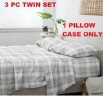 Becky Cameron Premium 3 Piece Light Gray Plaid Flannel Twin Sheet Set. Fixed Price $47.95.