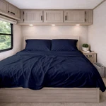 "short Queen Rv Sheet Set 60X75"" - Navy Blue Microfiber Camper & Motorhome". Fixed Price $37.37.