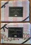 Vtg Laura Ashley Country Roses Pink Wide Stripe Fitted & Top Sheet Set Queen. Fixed Price $74.99.
