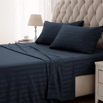 Sleep Zone Striped Cooling Sheets Set Size - Fitted King, Navy. Fixed Price $48.97.
