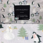 Cynthia Rowley Christmas Trees Penguins Snowman Flannel Full Sheet Set Adorable. Fixed Price $68.99.