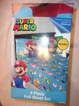 Nintendo's Super Mario 4 Piece Full Sheet Set - Franco Mfg Unopened New. Fixed Price $39.95.