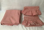Ralph Lauren Gingham Full Size Flat Sheet & 2 Ruffle Std. Pillow Cases,new. Fixed Price $55.00.