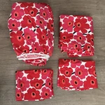 Marimekko Mini Unikko Red Floral Cotton Percale Cool Full Sheet Set 4PC. New. Fixed Price $71.99.