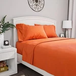 Queen Orange Microfiber Bed Linen Set 4 Piece Fade Resistant Soft Sheets. Fixed Price $26.29.