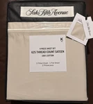 Saks Fifth Avenue King 100% Cotton Sateen Sheet Set Beige 625 Tc New. Fixed Price $125.00.