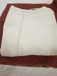Laura Ashley Queen Flat Sheet Cream With Light Green Scallops Accent 100% Cotton. Fixed Price $23.55.