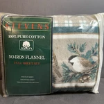 Stevens 100% Sure Cotton No Iron Flannel Full Sheet Set Usa Made Chickadee. Fixed Price $39.00.