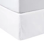 Amazon Basics Lightweight Pleated Bed Skirt, Queen, Bright White, Solid. Fixed Price $11.49.