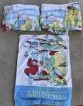 Vintage The Little Mermaid 3 Piece Twin Flannel Sheet Set Fitted Flat Pillowcase. Fixed Price $43.35.