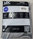 Queen Size 6-PCS Set Cooling Breathable Grey Paisley New. Fixed Price $18.00.