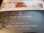 White Bed Sheet Set, King, New, Luxe Collection Linens, Ultra Soft Microfiber. Fixed Price $76.50.