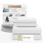 Supreme Elegance 100% Organic Cotton King Sheet Set Crisp Percale, Light. Fixed Price $83.46.