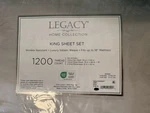 Legacy New King Size Sheet Set 1200 Thread Count Light Gray. Fixed Price $36.99.