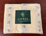 New Wentworth Rosebud Stripe Queen Flat Sheet By Ralph Lauren, 100% Cotton. Fixed Price $125.00.