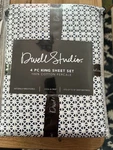 Dwell Studio King 4-PC Sheet Set Extra Deep White Blue Block Print 100% Cotton. Fixed Price $58.00.