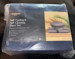 Miracle Made Luxe Self-cleaning & Self-cooling Bed Sheet Set Navy Blue King 4PC. Fixed Price $109.99.