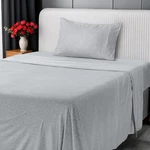 Twin Jersey Knit Sheet Set, 3 Pieces, Cotton, Soft T-shirt Style, Heather Light. Fixed Price $41.99.