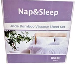 Nap & Sleep Jade Bamboo Viscose Sheet Set Queen Size White Color New In Box #21. Fixed Price $68.00.
