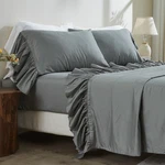 Simple&opulence Simpleopulence 100 Organic Cotton Sheet Set Long Ruffle Bed. Fixed Price $90.98.