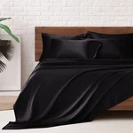 Mr&hm Satin Bed Sheets, Size Set, Pcs QUEEN(6PC), 01- Black. Fixed Price $44.90.