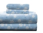 Pointehaven Heavy Weight Flannel Cotton Sheet Set, Queen, Snow Flakes. Fixed Price $70.19.