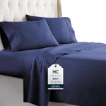 Hc Collection Full Size Bed Sheets, 4 Pc & Pillowcases Set Navy Blue. Fixed Price $27.99.