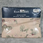 Ralph Lauren Cottagecore Flat Sheet King Beige Floral 1990S Cotton Bedding. Fixed Price $134.99.